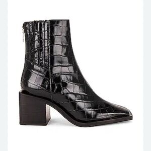 SCHUTZ Black Croc-Embossed Heeled Boots